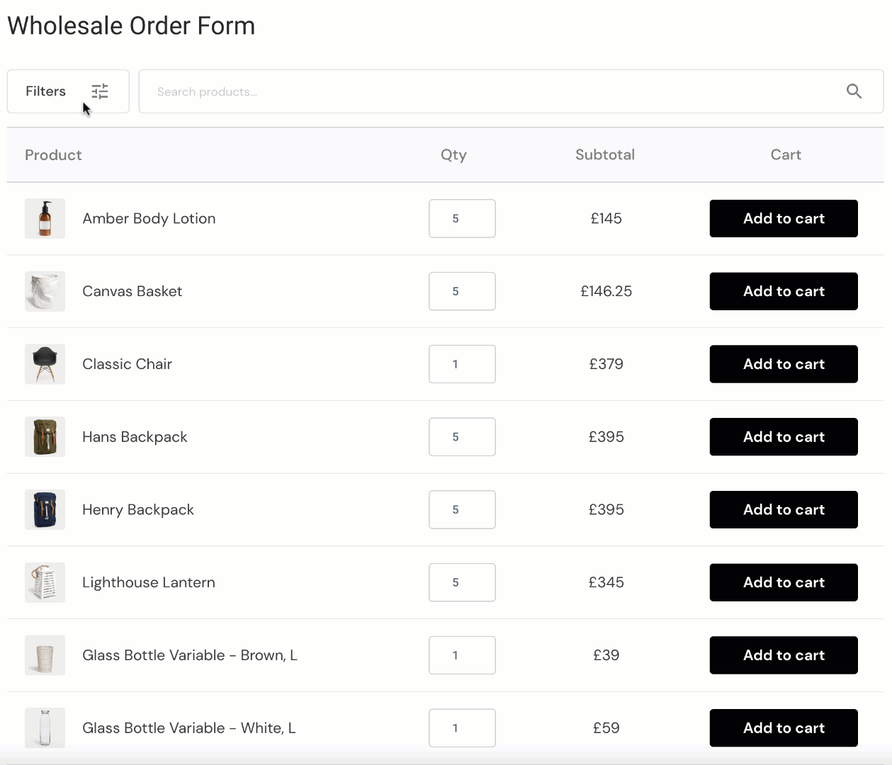 WooCommerce B2B plugin order form
