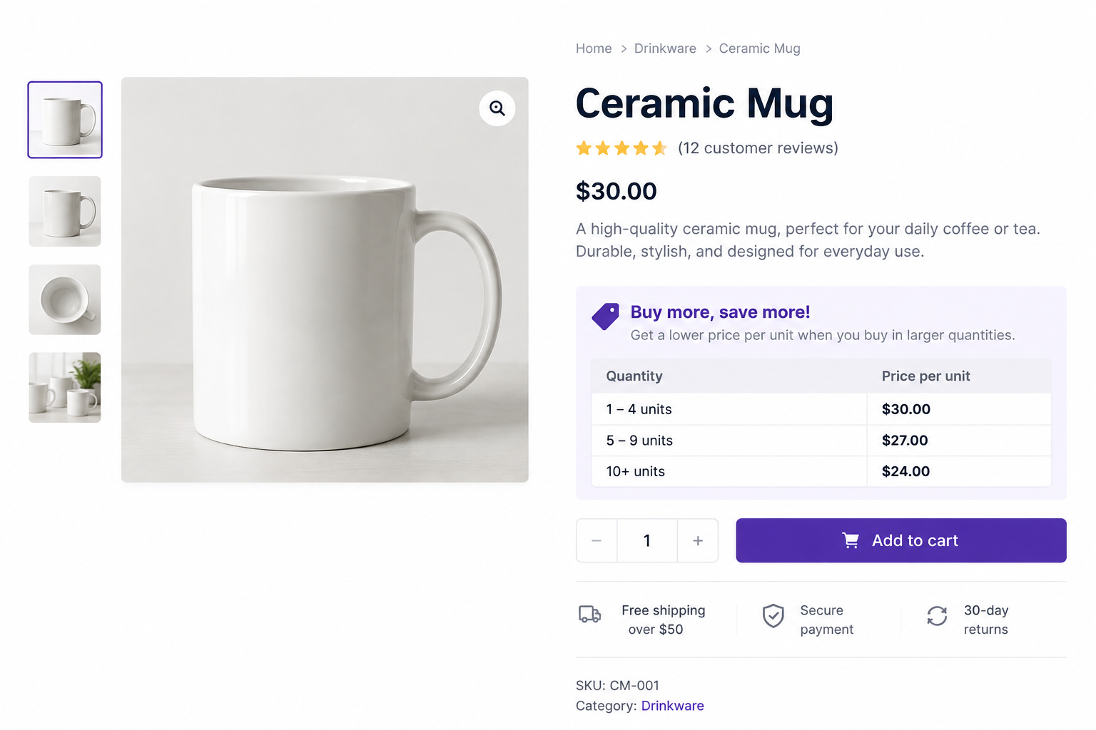 WooCommerce tiered pricing